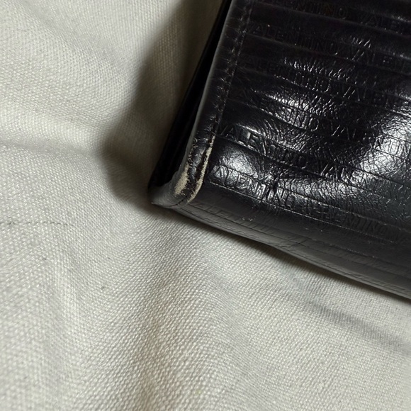 VINTAGE Mario Valentino V Mark Embossed Black Leather Clutch
